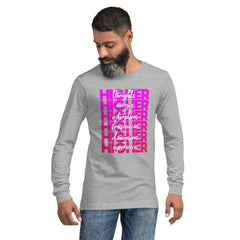 "Higher" Unisex Long Sleeve Tee (White) | Pink