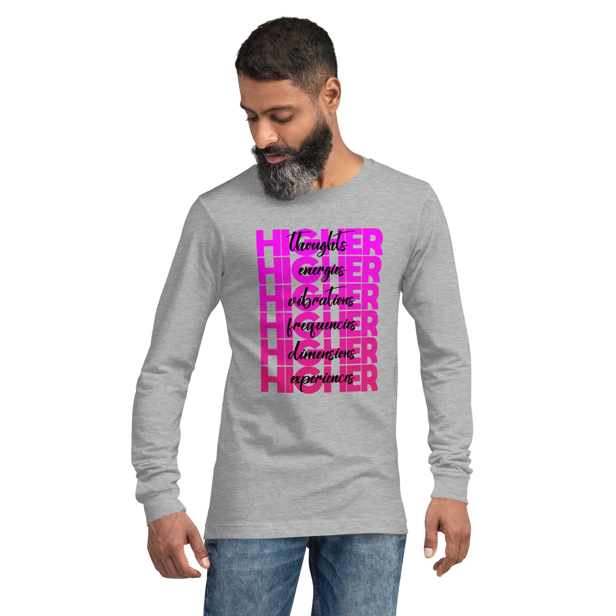 "Higher" Unisex Long Sleeve Tee (Black) | Pink