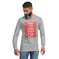"Higher" Unisex Long Sleeve Tee (White) | Red