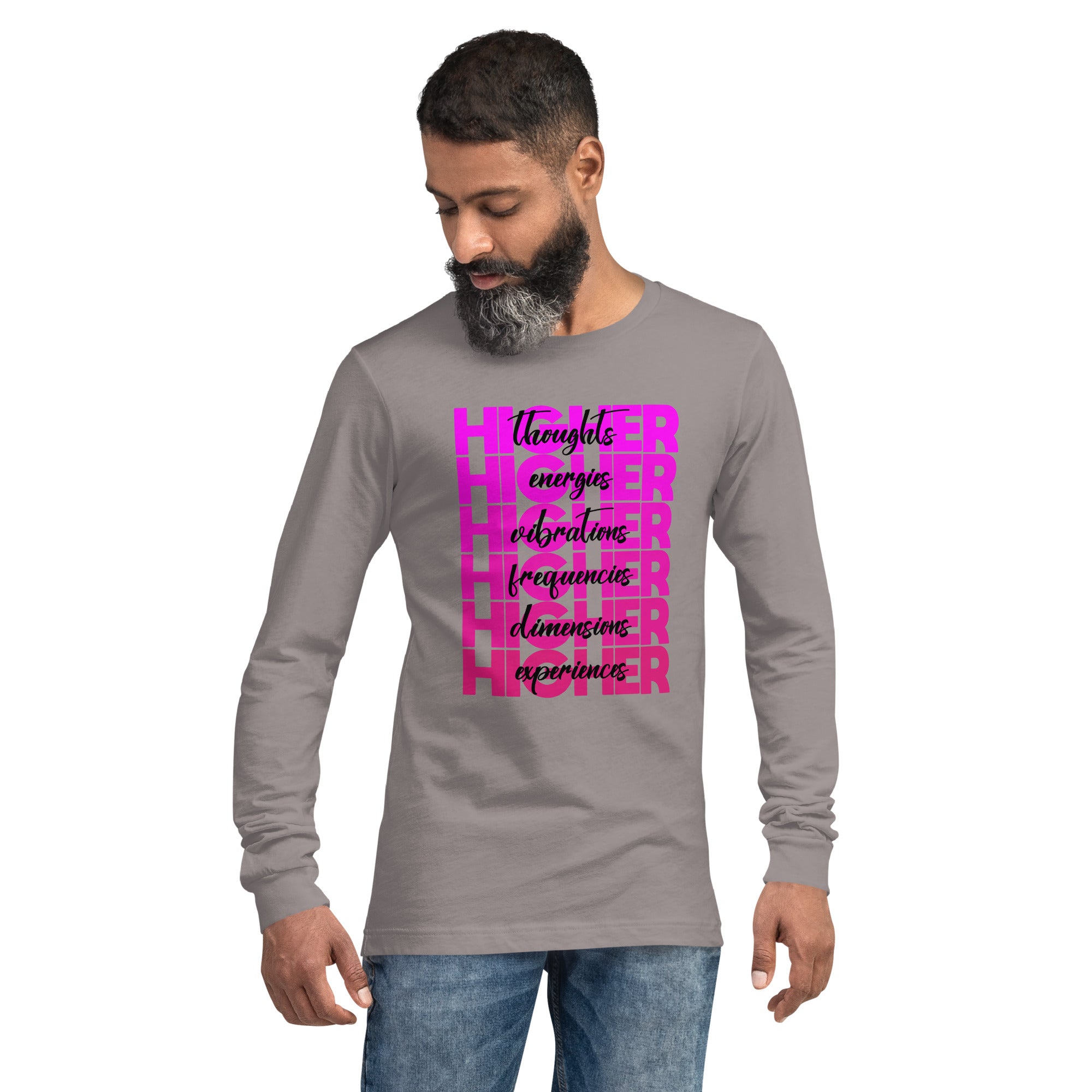 "Higher" Unisex Long Sleeve Tee (Black) | Pink