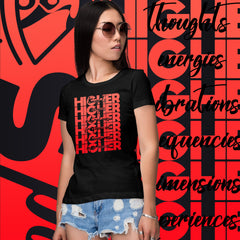 "Higher" Ladies T-Shirt (Black) | Red