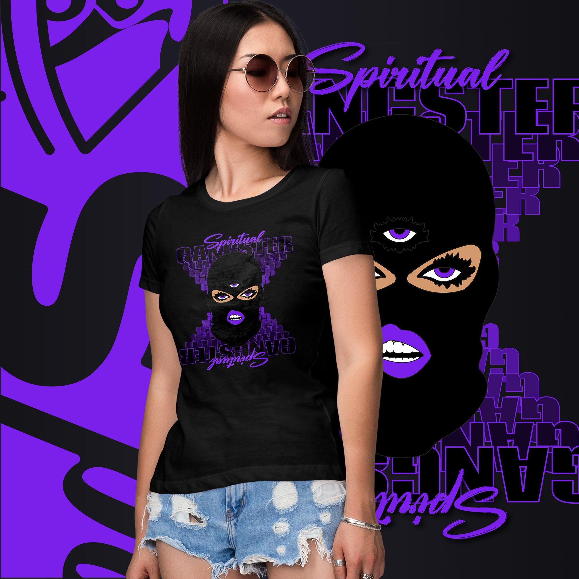 "Spiritual Gang" Ladies T-Shirt (Beige) | Purple
