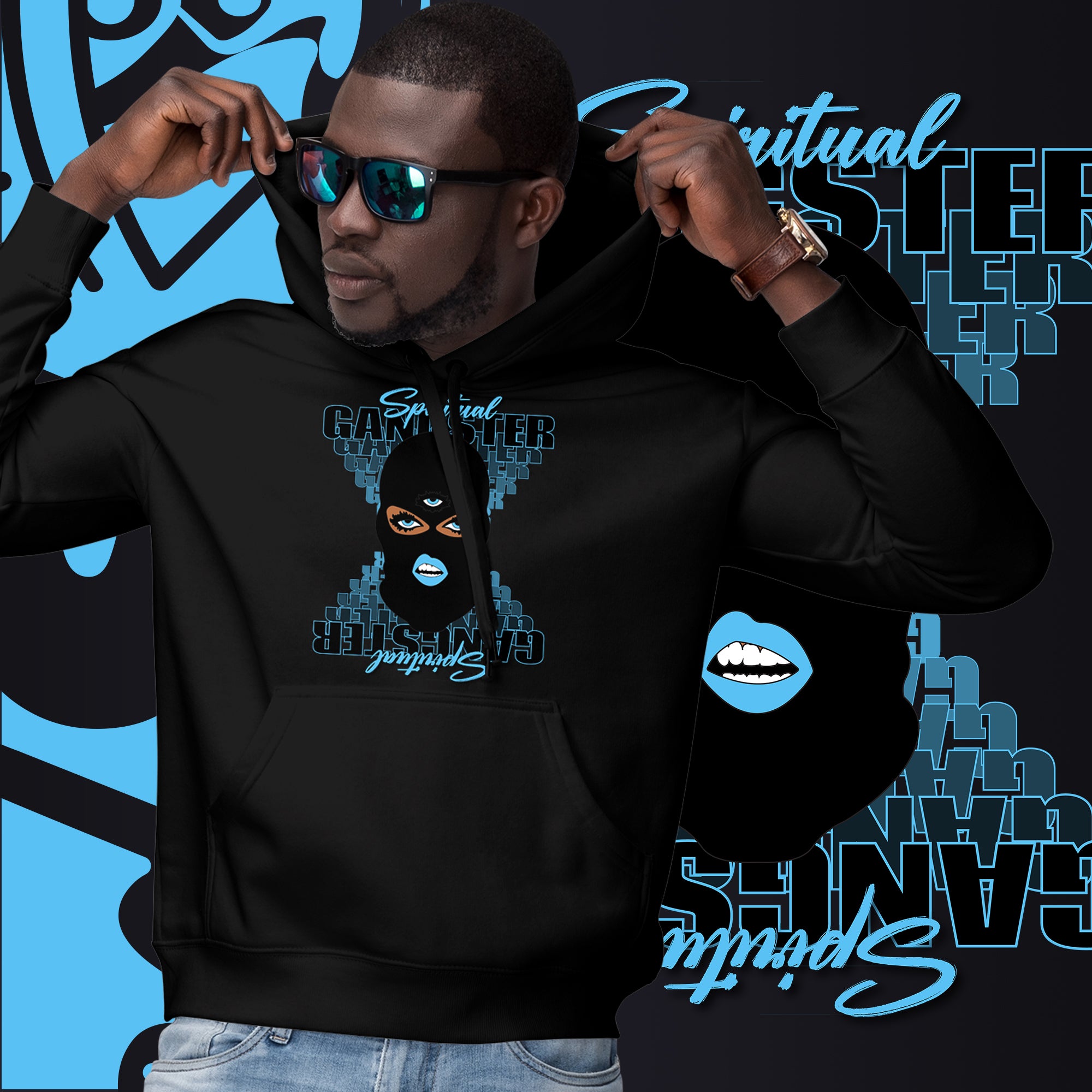"Spiritual Gang" Unisex Hoodie (Pecan) | Light Blue