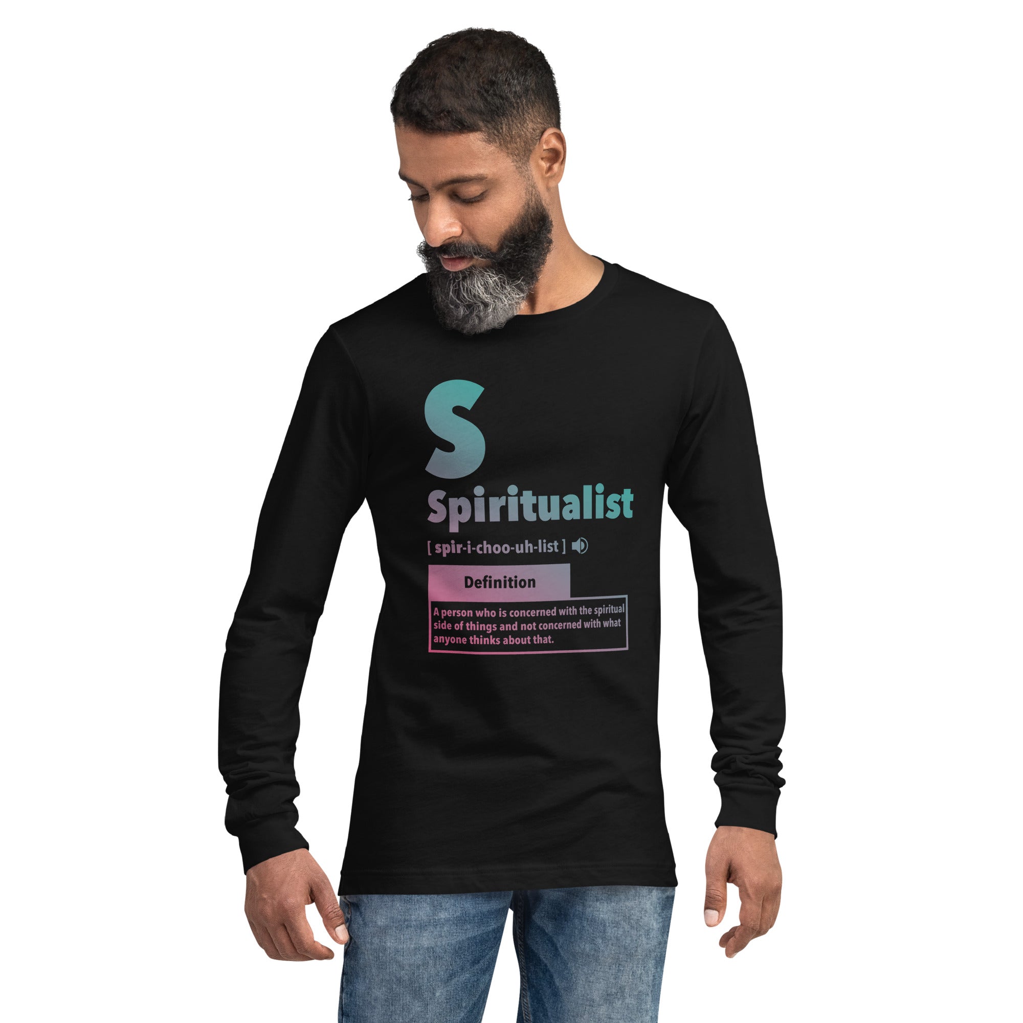 "Spiritualist" Unisex Long Sleeve Tee (Gradient) | Turquoise/Pink