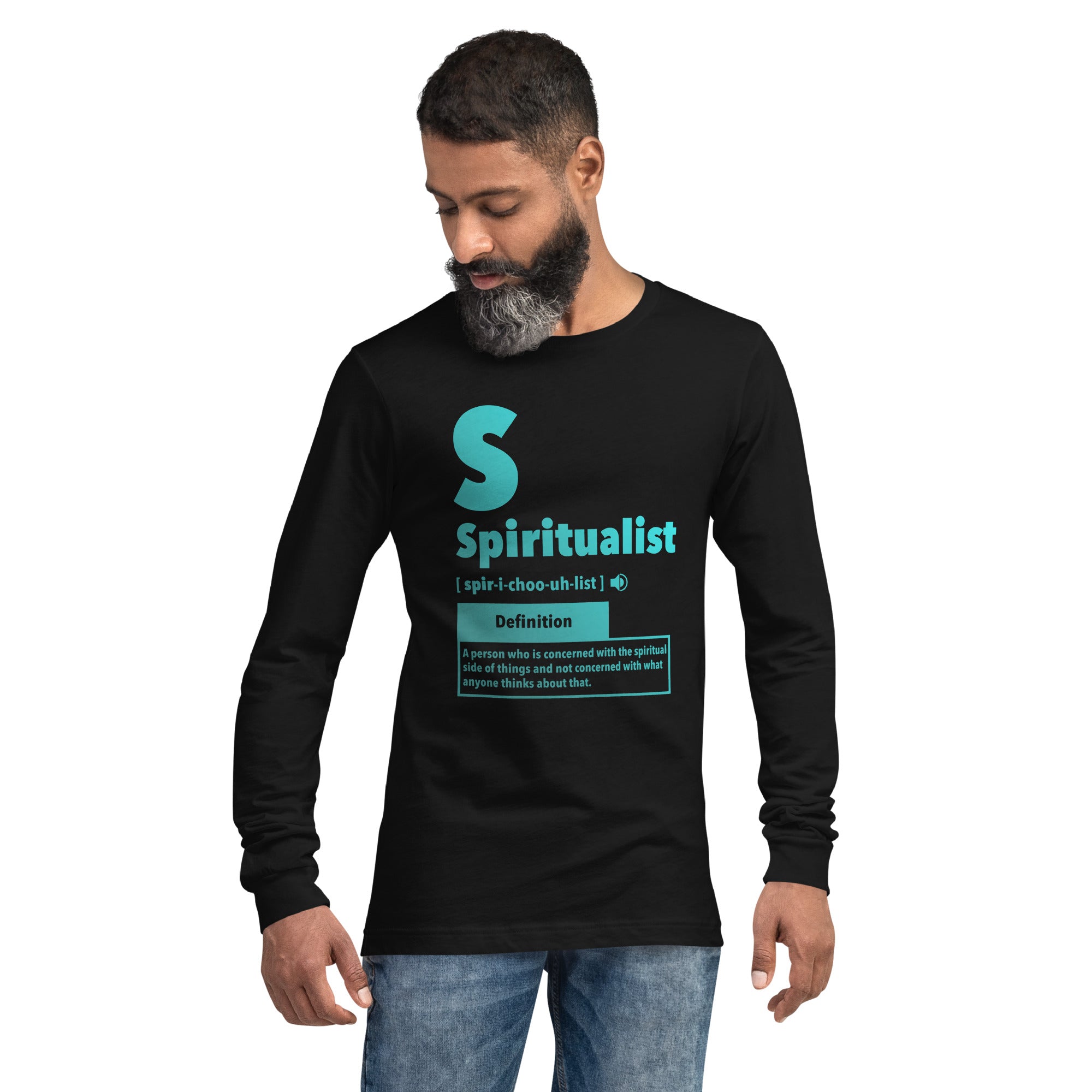 "Spiritualist" Unisex Long Sleeve Tee (Gradient) | Cyan/Turquoise