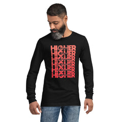 "Higher" Unisex Long Sleeve Tee (Black) | Red