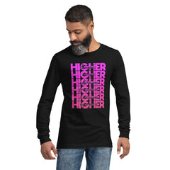 "Higher" Unisex Long Sleeve Tee (Black) | Pink