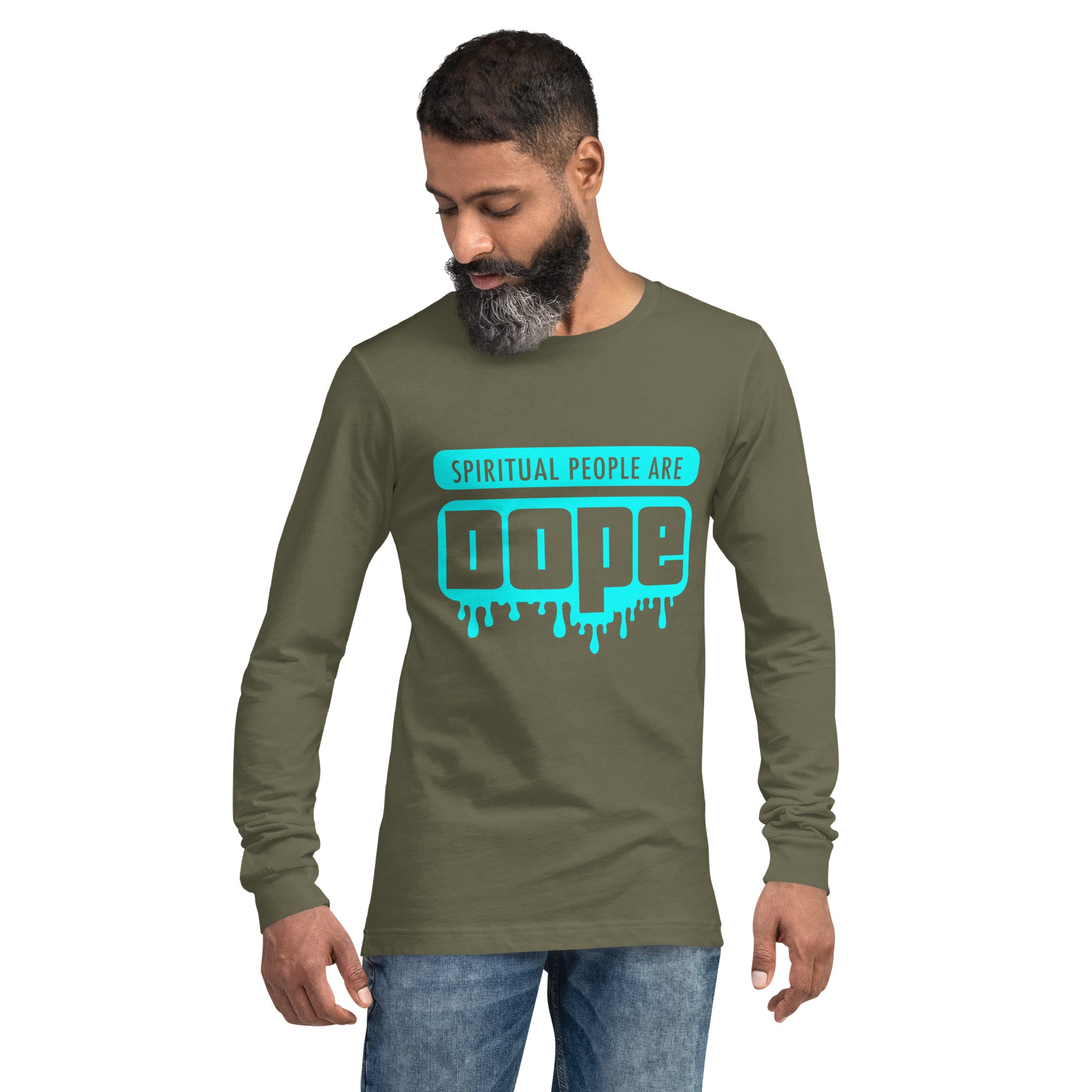 "Spiritual People" Unisex Long Sleeve Tee (Solid) | Cyan