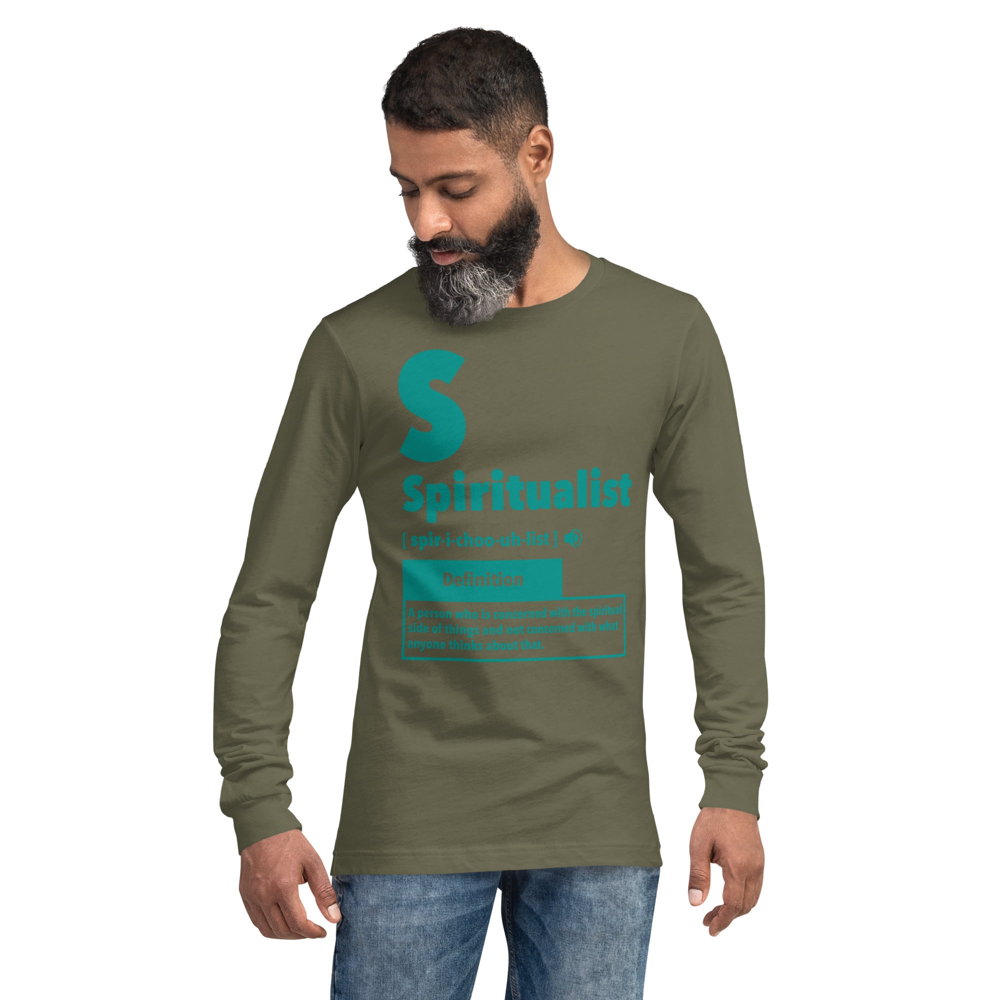 "Spiritualist" Unisex Long Sleeve Tee (Solid) | Teal