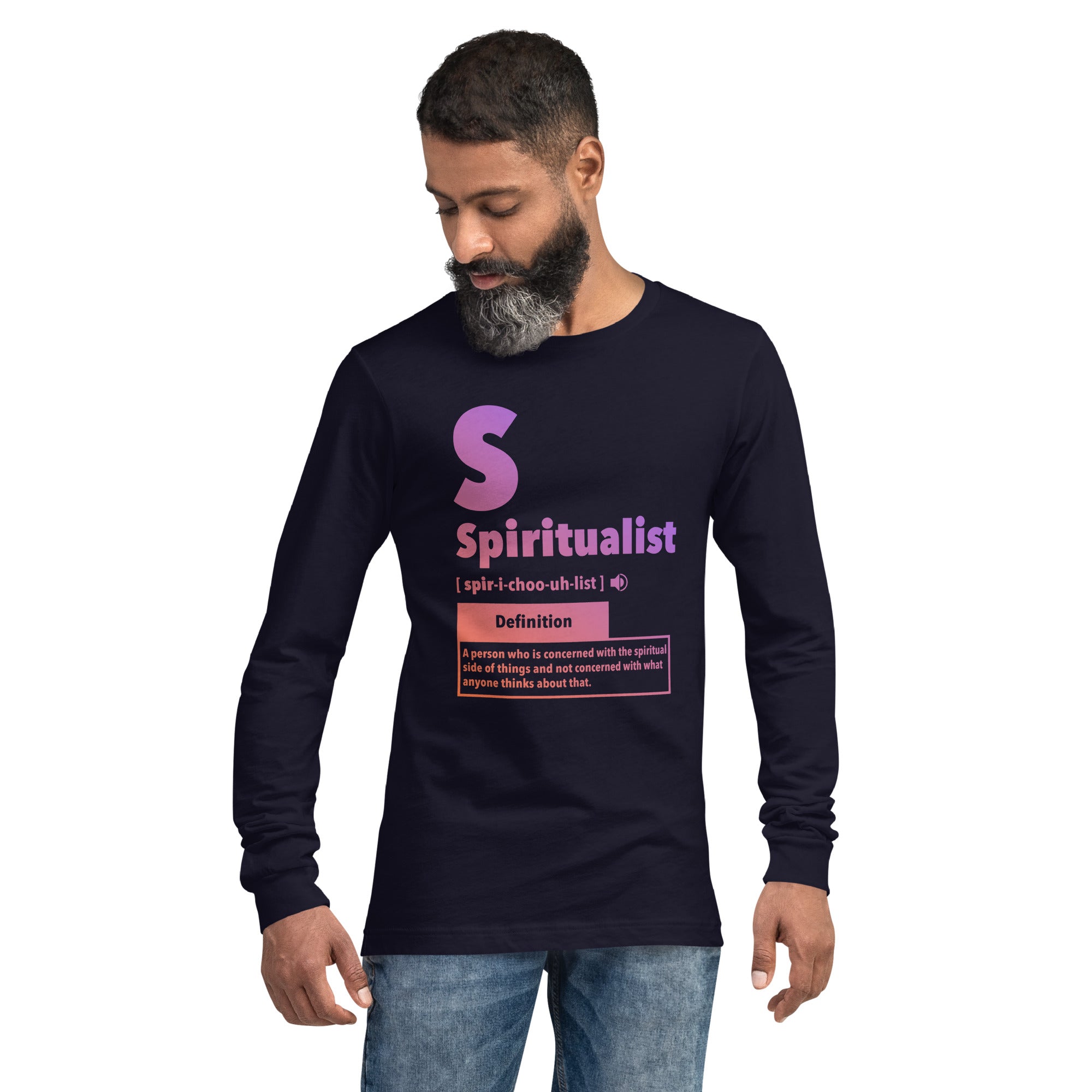 "Spiritualist" Unisex Long Sleeve Tee (Gradient) | Peach/Purple