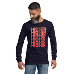 "Higher" Unisex Long Sleeve Tee (Black) | Red
