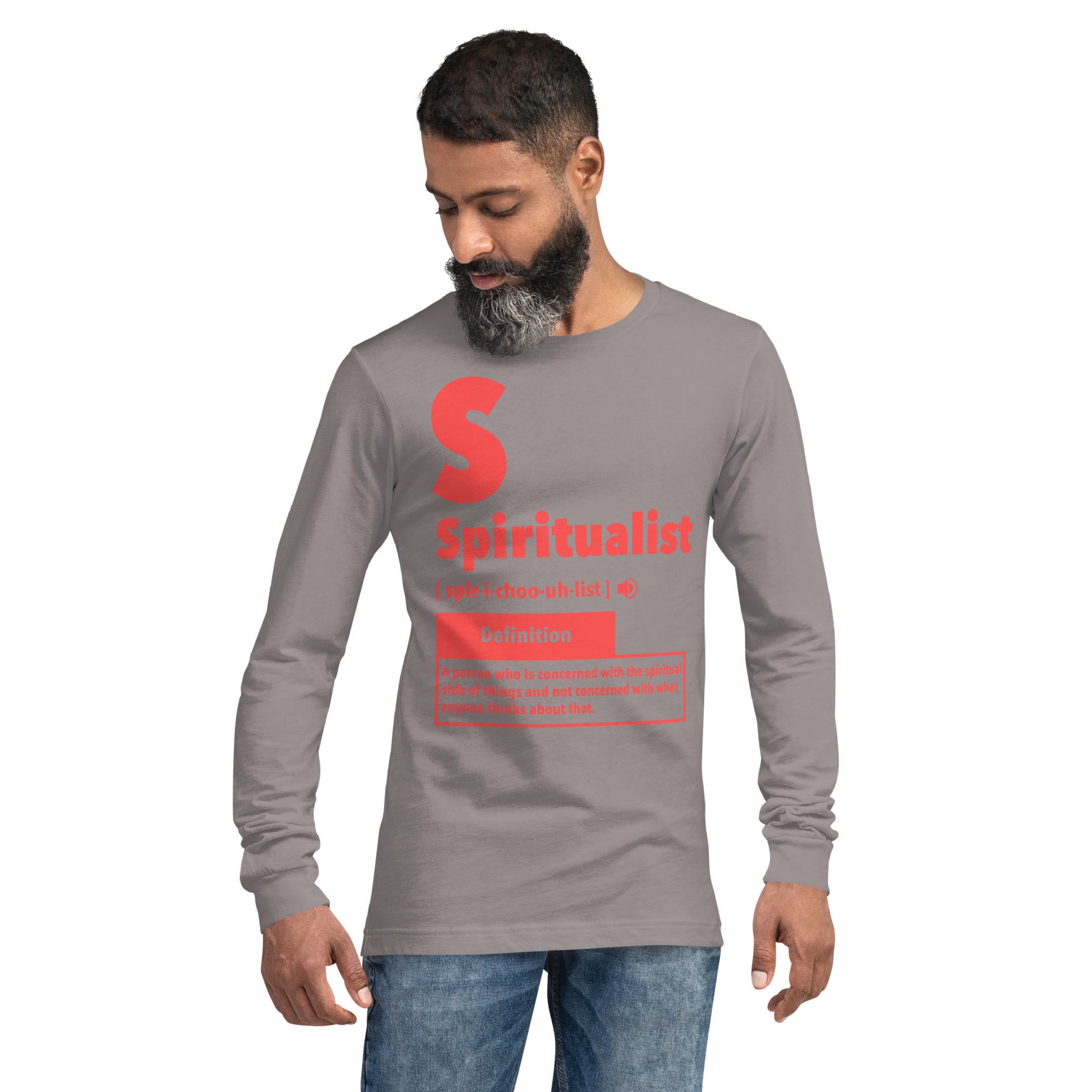 "Spiritualist" Unisex Long Sleeve Tee (Solid) | Salmon