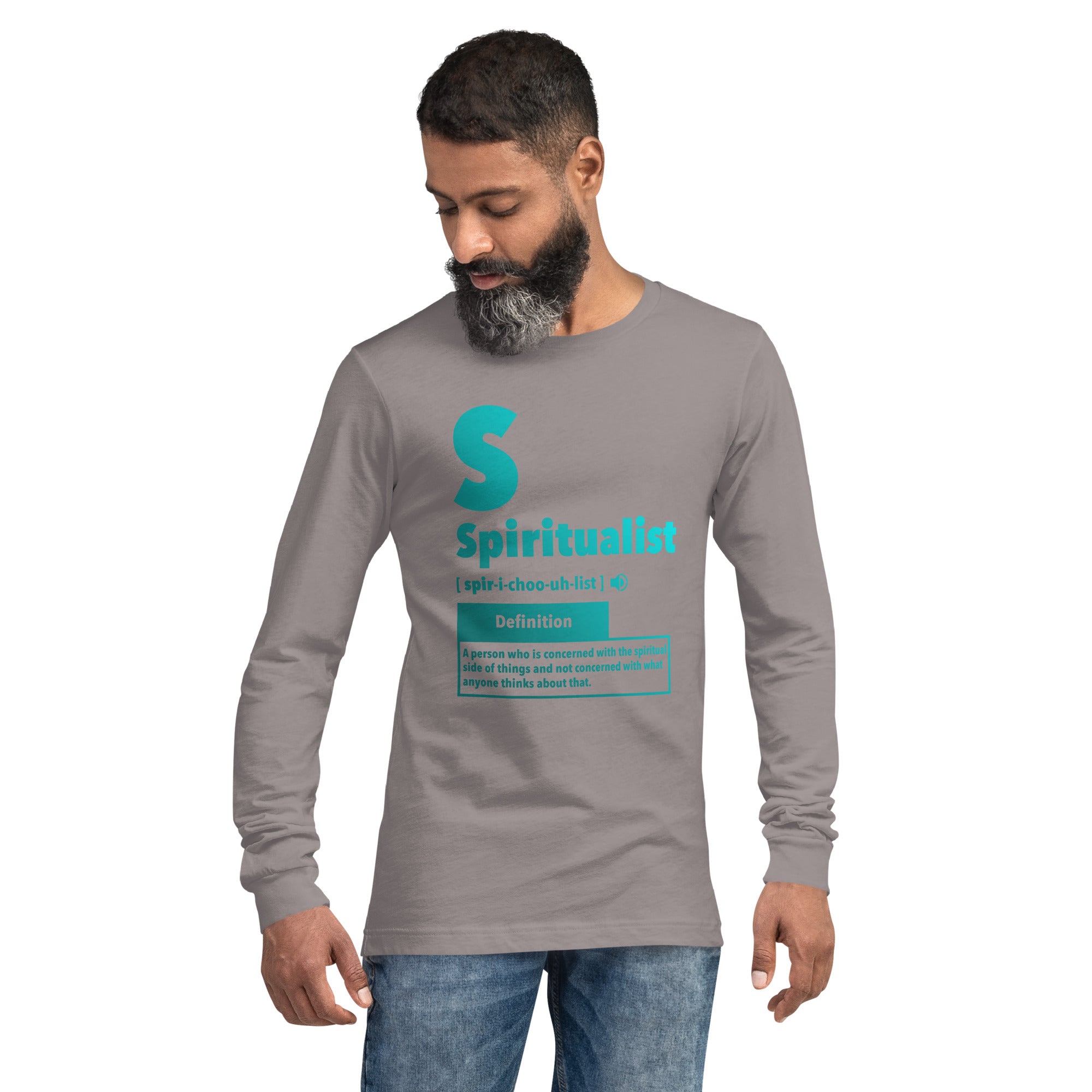 "Spiritualist" Unisex Long Sleeve Tee (Gradient) | Cyan/Turquoise