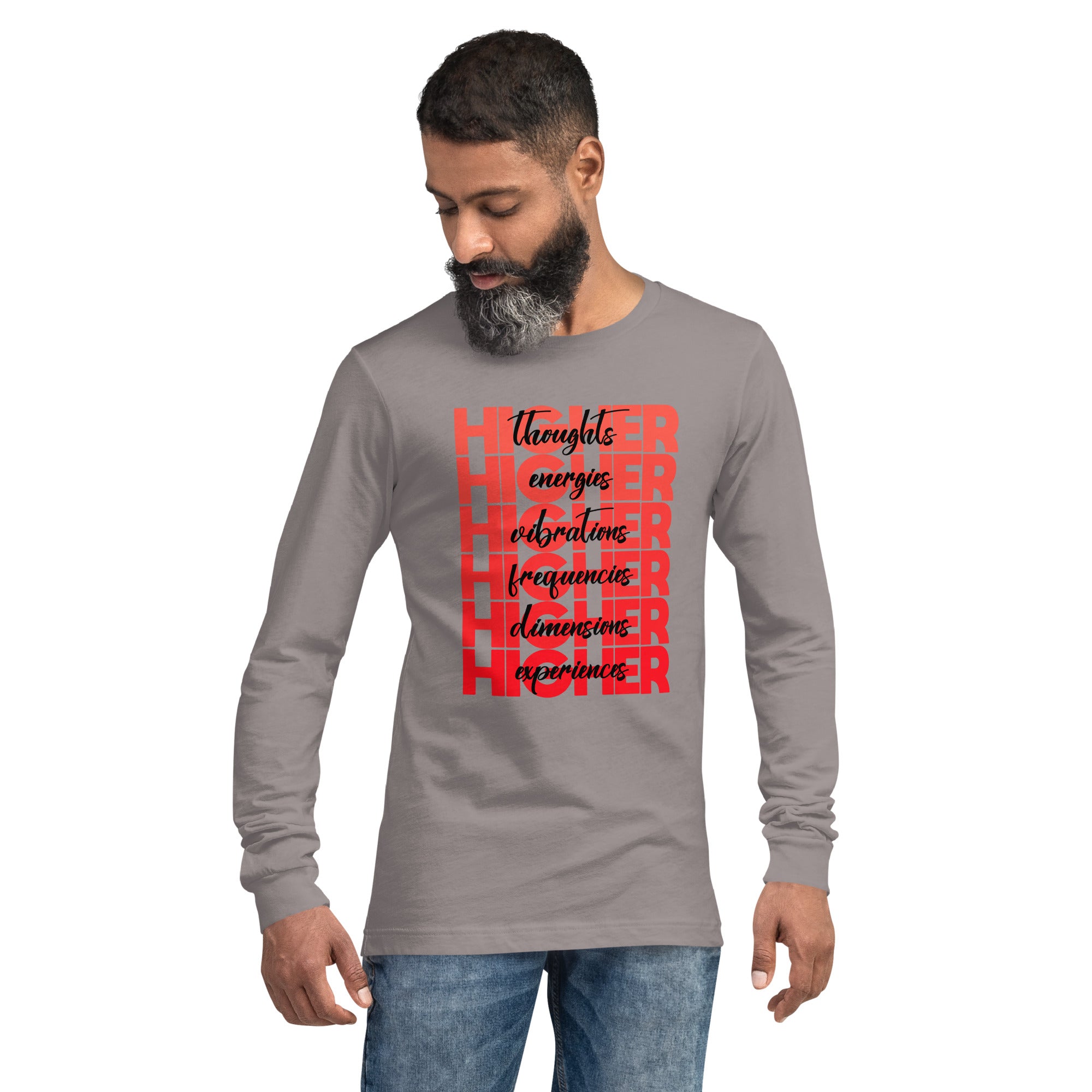 "Higher" Unisex Long Sleeve Tee (Black) | Red