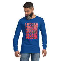 "Higher" Unisex Long Sleeve Tee (Black) | Red