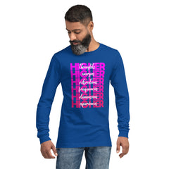 "Higher" Unisex Long Sleeve Tee (White) | Pink