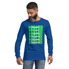 "Higher" Unisex Long Sleeve Tee (White) | Green