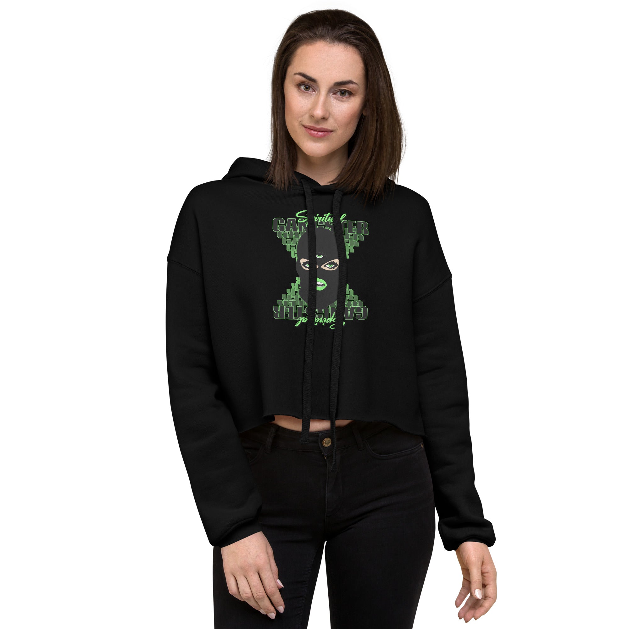 "Spiritual Gang" Crop Hoodie (White) | Lime
