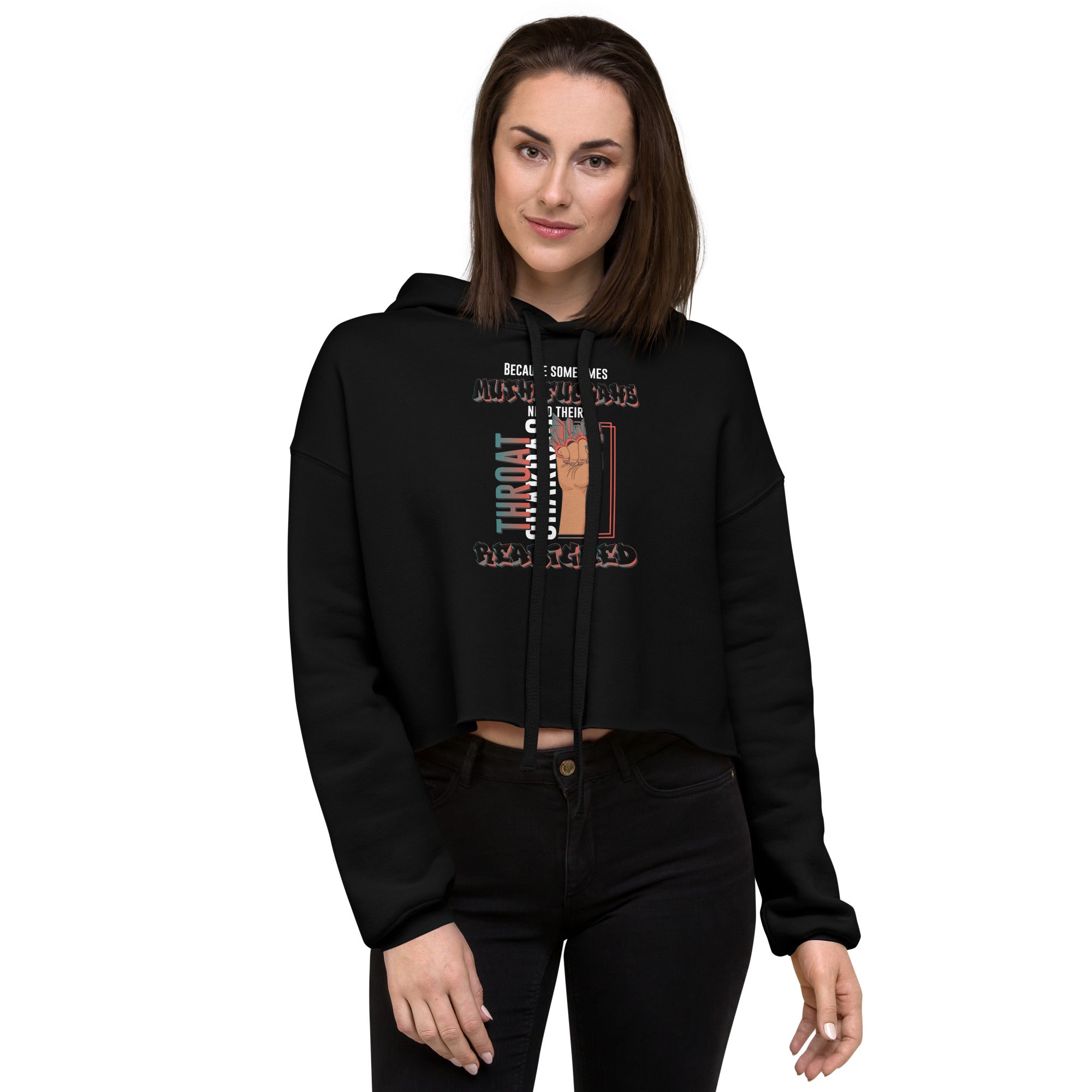 "Re-Aligned" Crop Hoodie | Turquoise/Red