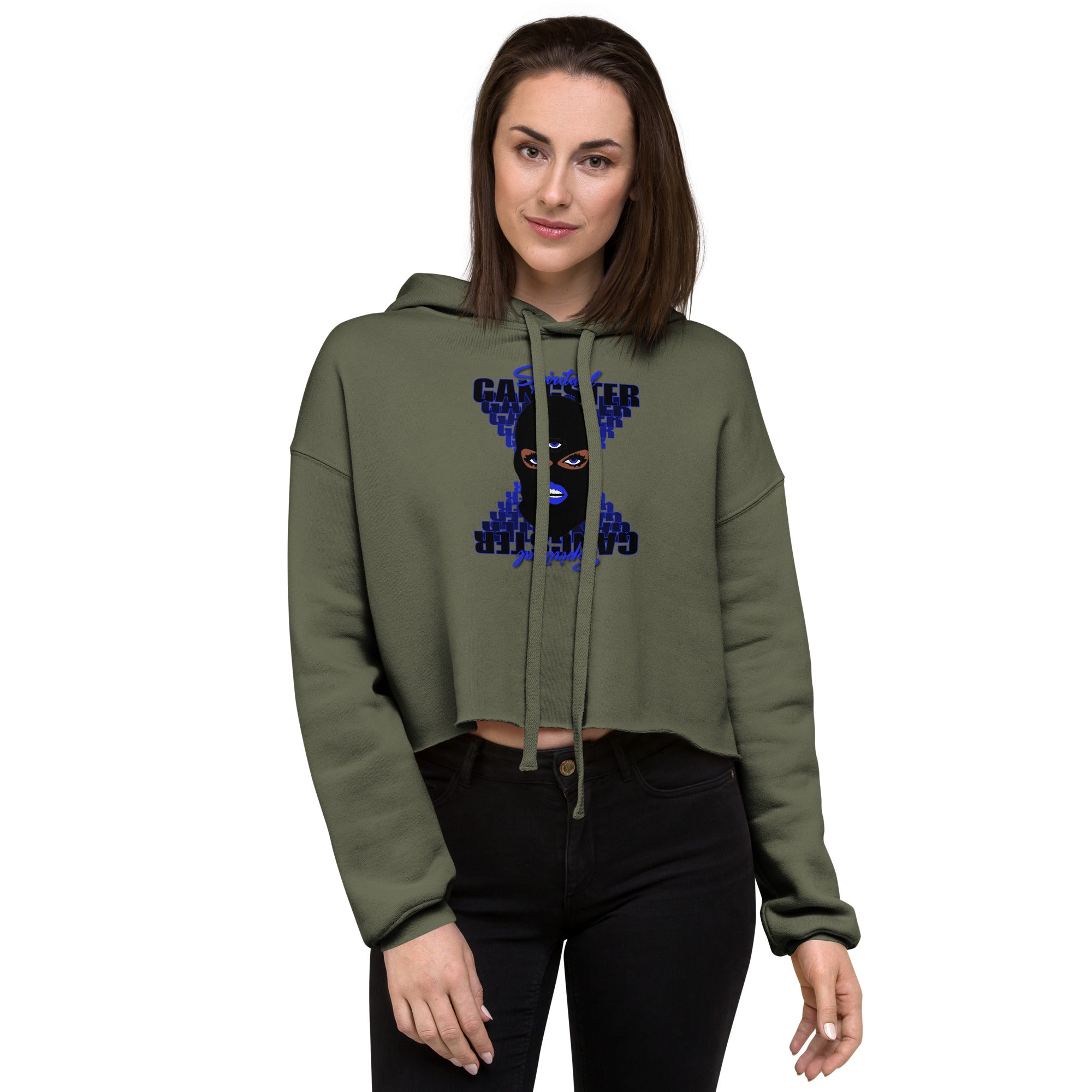 "Spiritual Gang" Crop Hoodie (Cocoa) | Blue