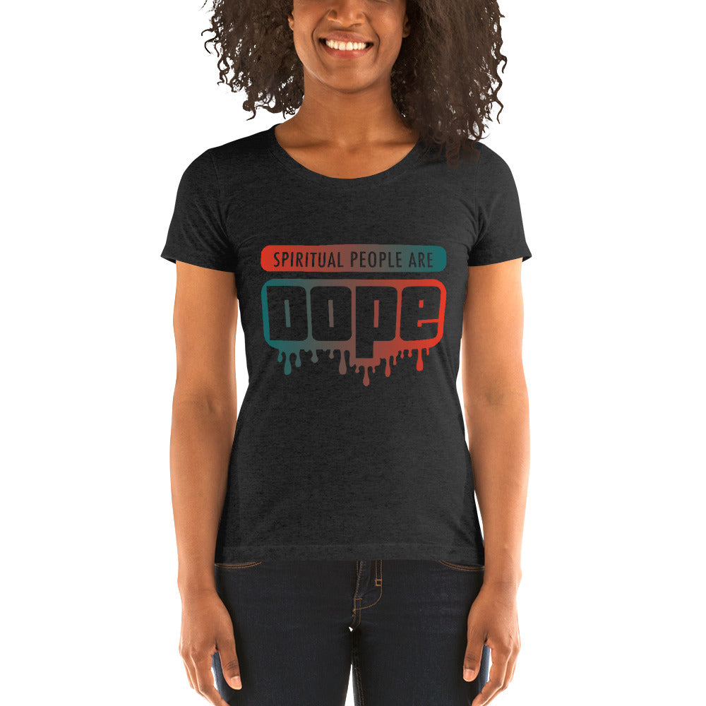 "Spiritual People" Ladies T-Shirt (Gradient) | Orange/Turquoise