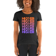 "Higher" Ladies T-Shirt (Black) | Orange/Purple
