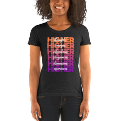 "Higher" Ladies T-Shirt (White) | Orange/Purple