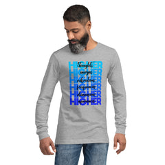 "Higher" Unisex Long Sleeve Tee (Black) | Blue