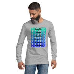 "Higher" Unisex Long Sleeve Tee (Black) | Turquoise/Blue