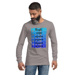 "Higher" Unisex Long Sleeve Tee (Black) | Blue