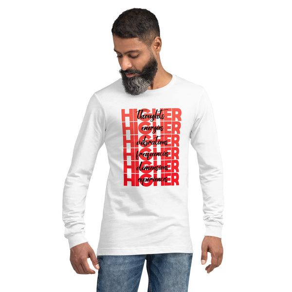 "Higher" Unisex Long Sleeve Tee (Black) | Red