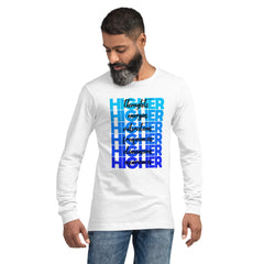 "Higher" Unisex Long Sleeve Tee (Black) | Blue