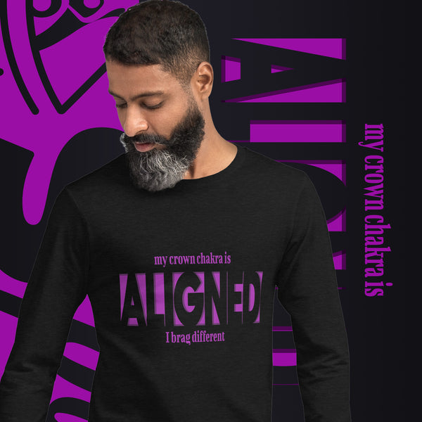 "Aligned" Unisex Long Sleeve Tee (Brag Version) | Crown Chakra