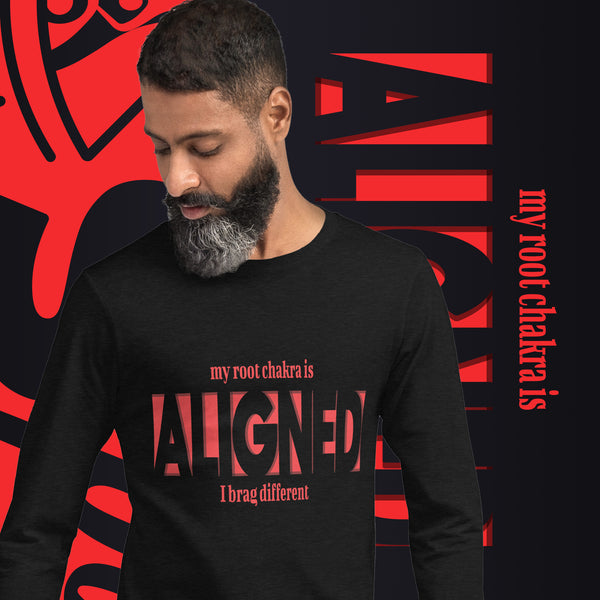 "Aligned" Unisex Long Sleeve Tee (Brag Version) | Root Chakra