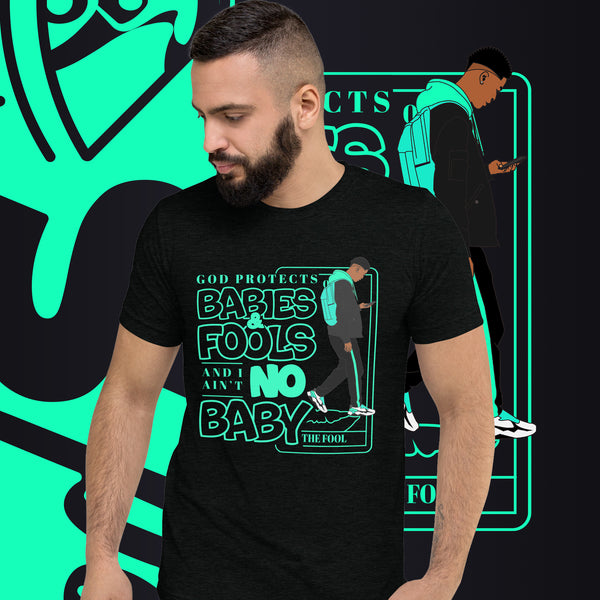 "God Protects Fools" Unisex T-Shirt (Man Version) | Cyan