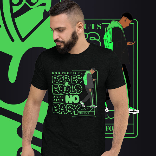 "God Protects Fools" Unisex T-Shirt (Man Version) | Green