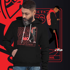 "God Protects Fools" Unisex Hoodie (Man Version) | Red