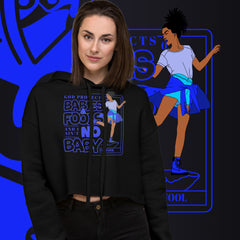 "God Protects Fools" Crop Hoodie (Woman Version) | Blue