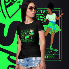 "God Protects Fools" Ladies T-Shirt (Woman Version) | Lime