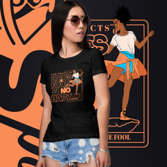 "God Protects Fools" Ladies T-Shirt (Woman Version) | Peach