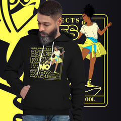 "God Protects Fools" Unisex Hoodie (Woman Version) | Yellow