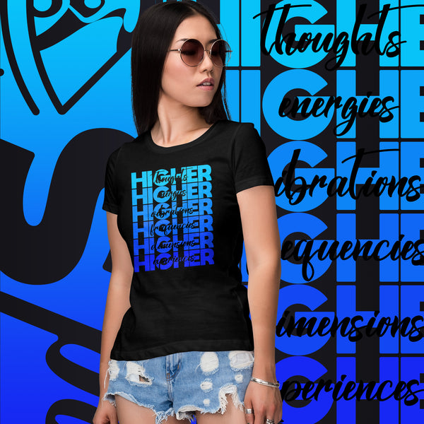 "Higher" Ladies T-Shirt (Black) | Blue