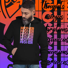 "Higher" Unisex Hoodie (Black) | Orange/Purple