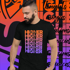 "Higher" Unisex T-Shirt (Black) | Orange/Purple