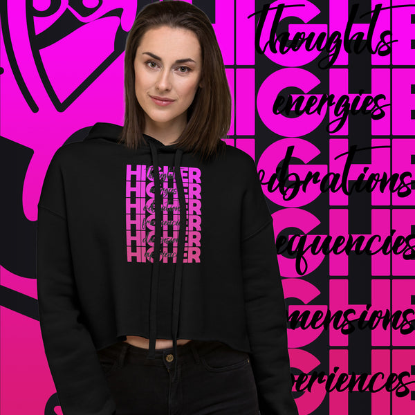 "Higher" Crop Hoodie (Black) | Pink