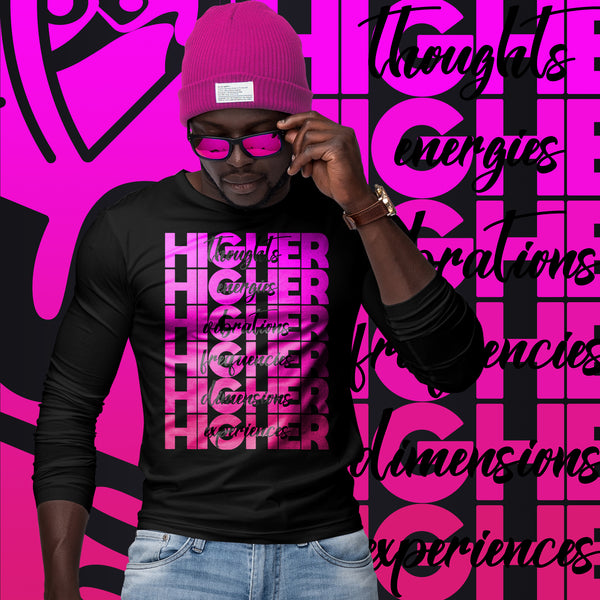 "Higher" Unisex Long Sleeve Tee (Black) | Pink