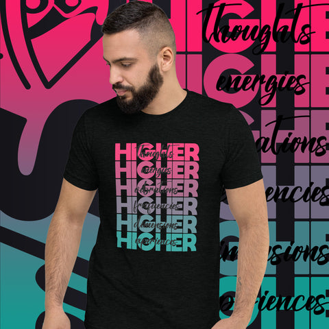 "Higher" Unisex T-Shirt (Black) | Pink/Turquoise