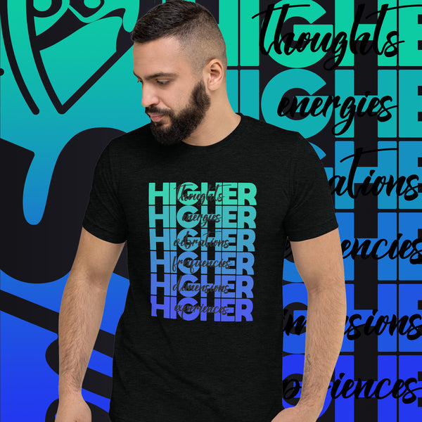 "Higher" Unisex T-Shirt (Black) | Turquoise/Blue