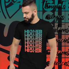 "Higher" Unisex T-Shirt (Black) | Turquoise/Orange