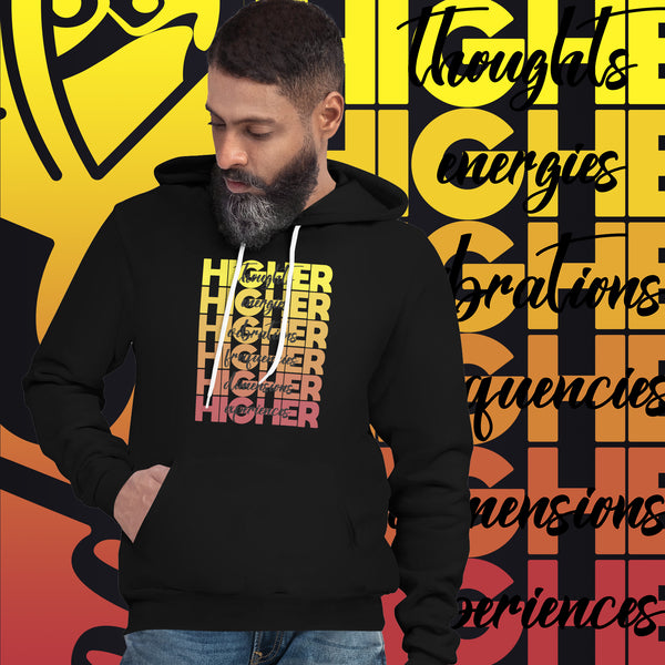 "Higher" Unisex Hoodie (Black) | Yellow/Burgundy